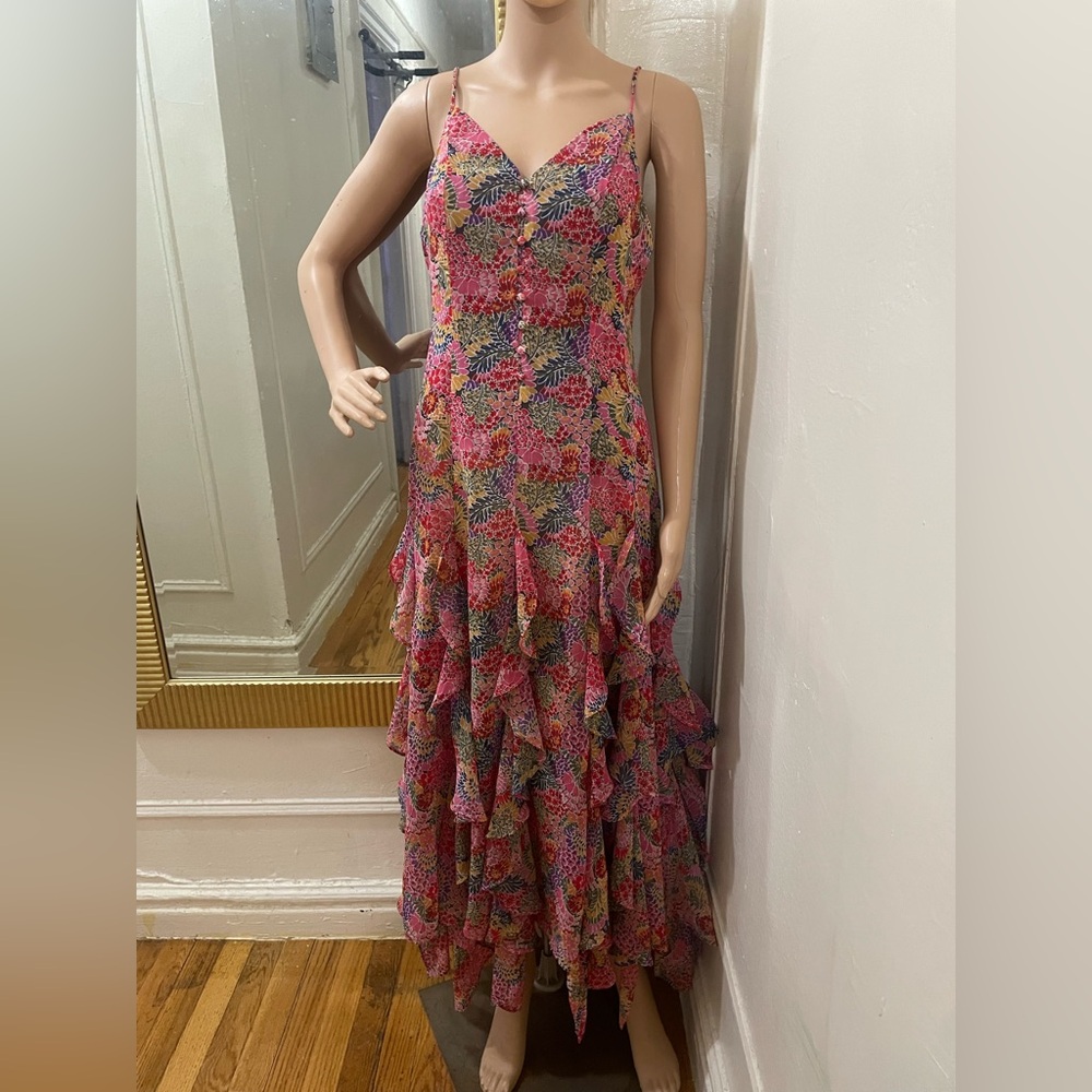 12th Tribe Pink Floral Ruffle Maxi Dress - Picture 9 of 16